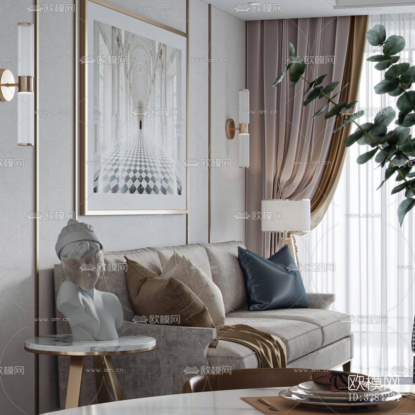 现代客餐厅效果图下载（渲染图4）