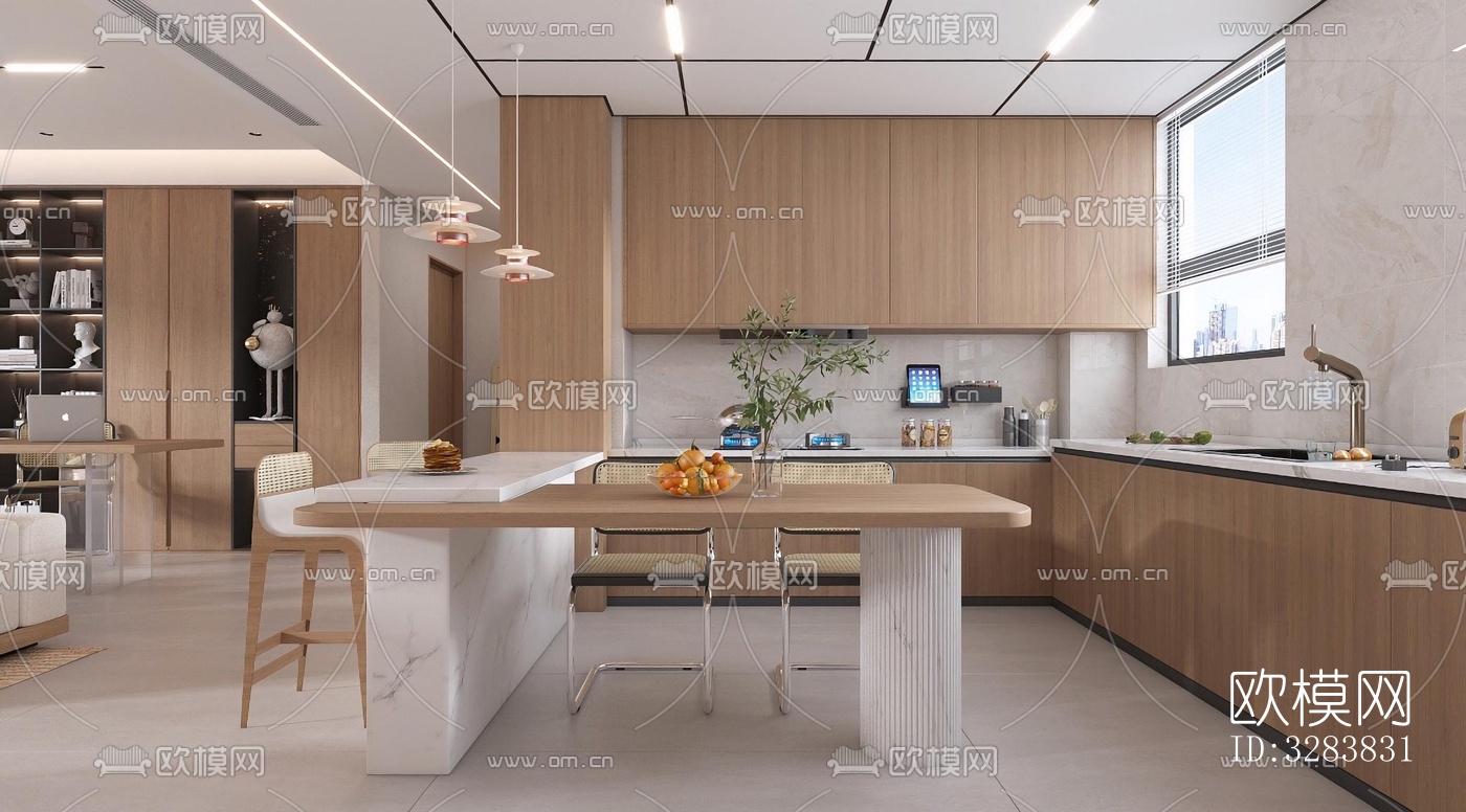 现代客餐厅效果图下载（渲染图5）