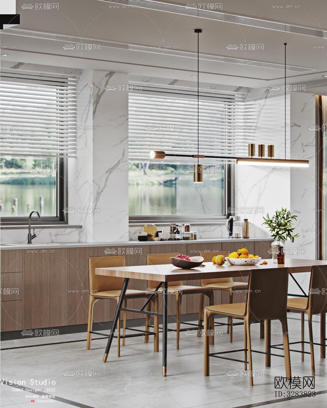 现代客餐厅效果图下载（渲染图4）