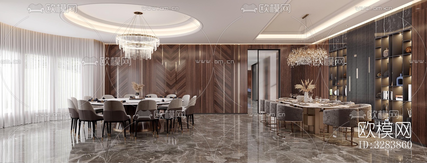 现代客餐厅效果图下载（渲染图3）