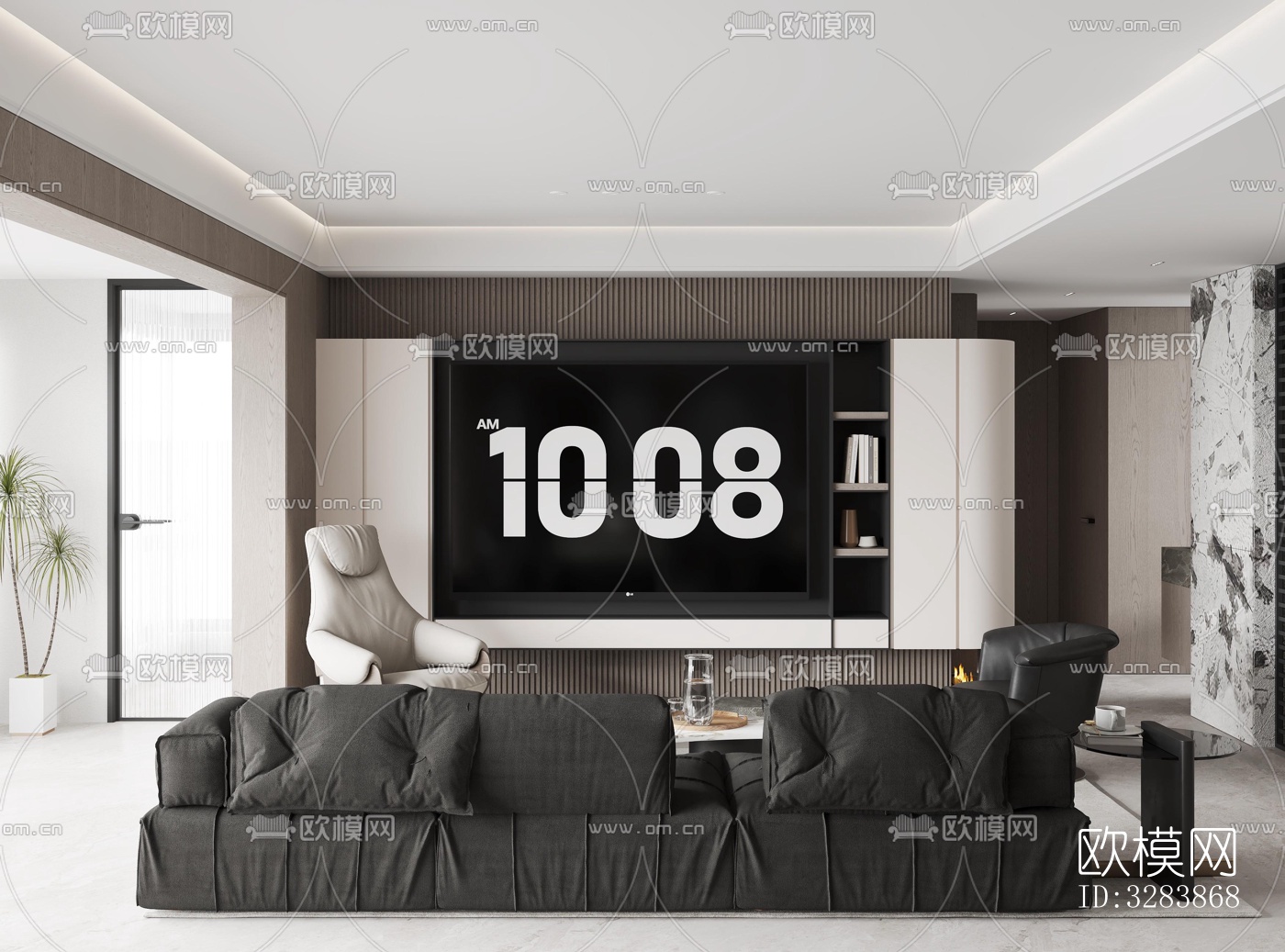 现代客餐厅效果图下载（渲染图1）