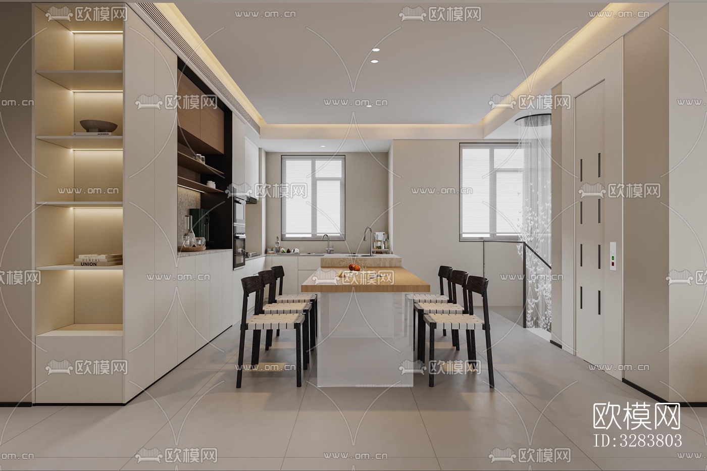 现代客餐厅效果图下载（渲染图3）