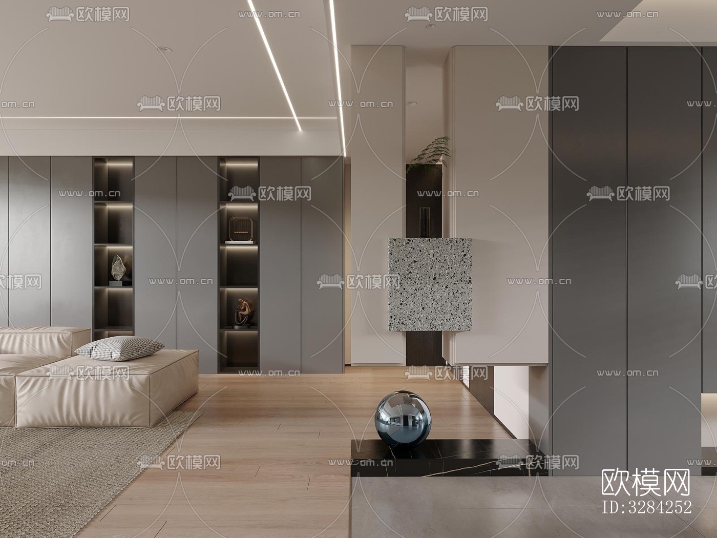 现代客餐厅效果图下载（渲染图5）