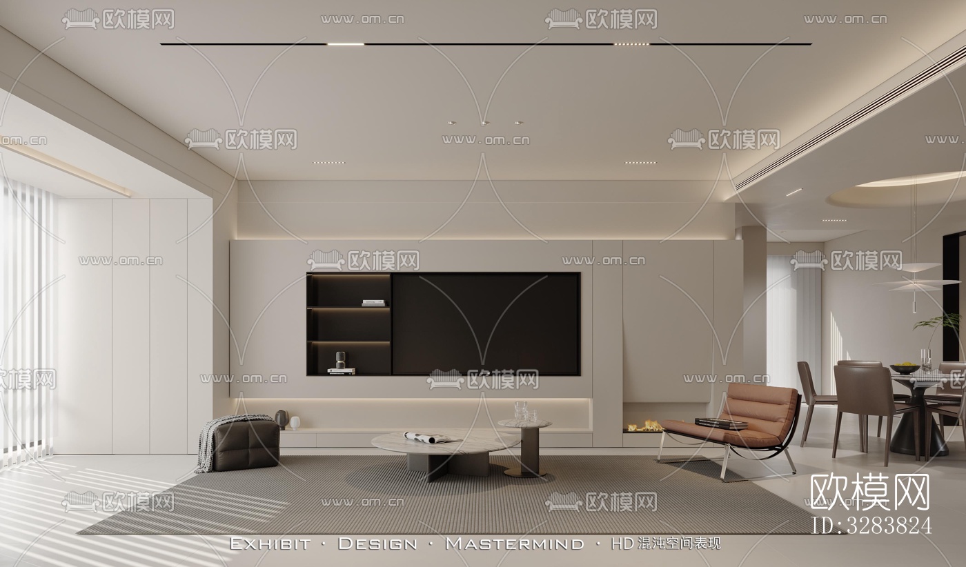 现代客餐厅效果图下载（渲染图1）