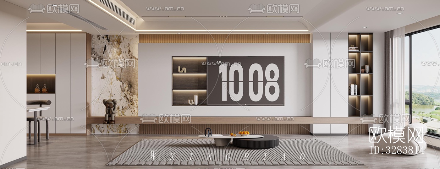 现代客餐厅效果图下载（渲染图2）