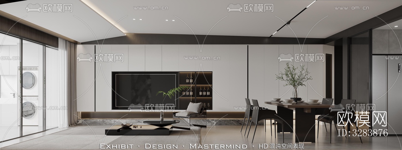 现代客餐厅效果图下载（渲染图2）