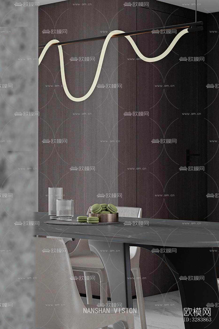 现代客餐厅效果图下载（渲染图3）