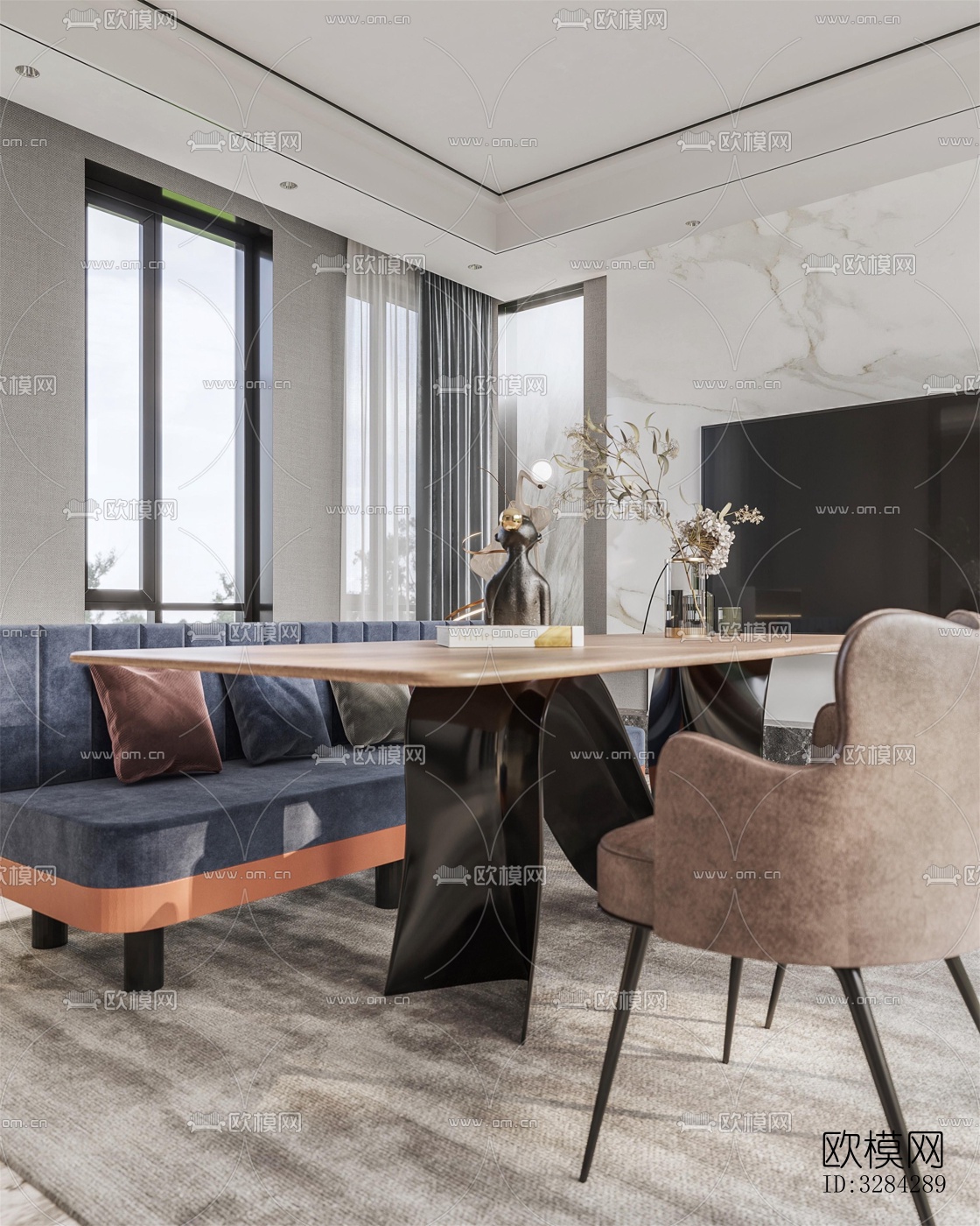 现代餐厅效果图下载（渲染图5）