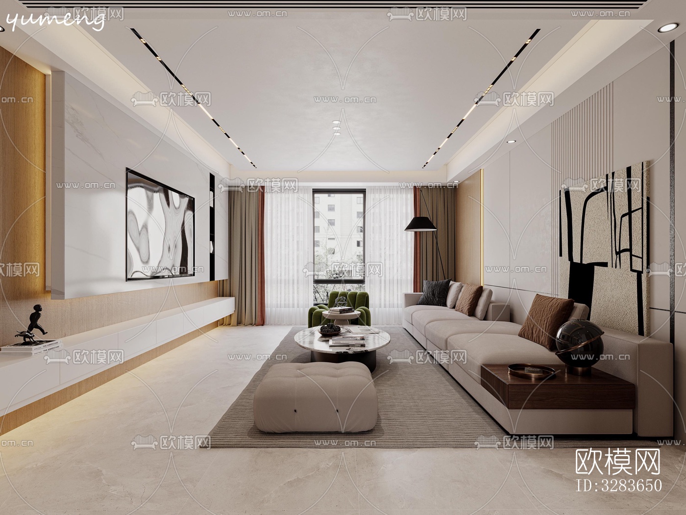 现代客餐厅效果图下载（渲染图3）