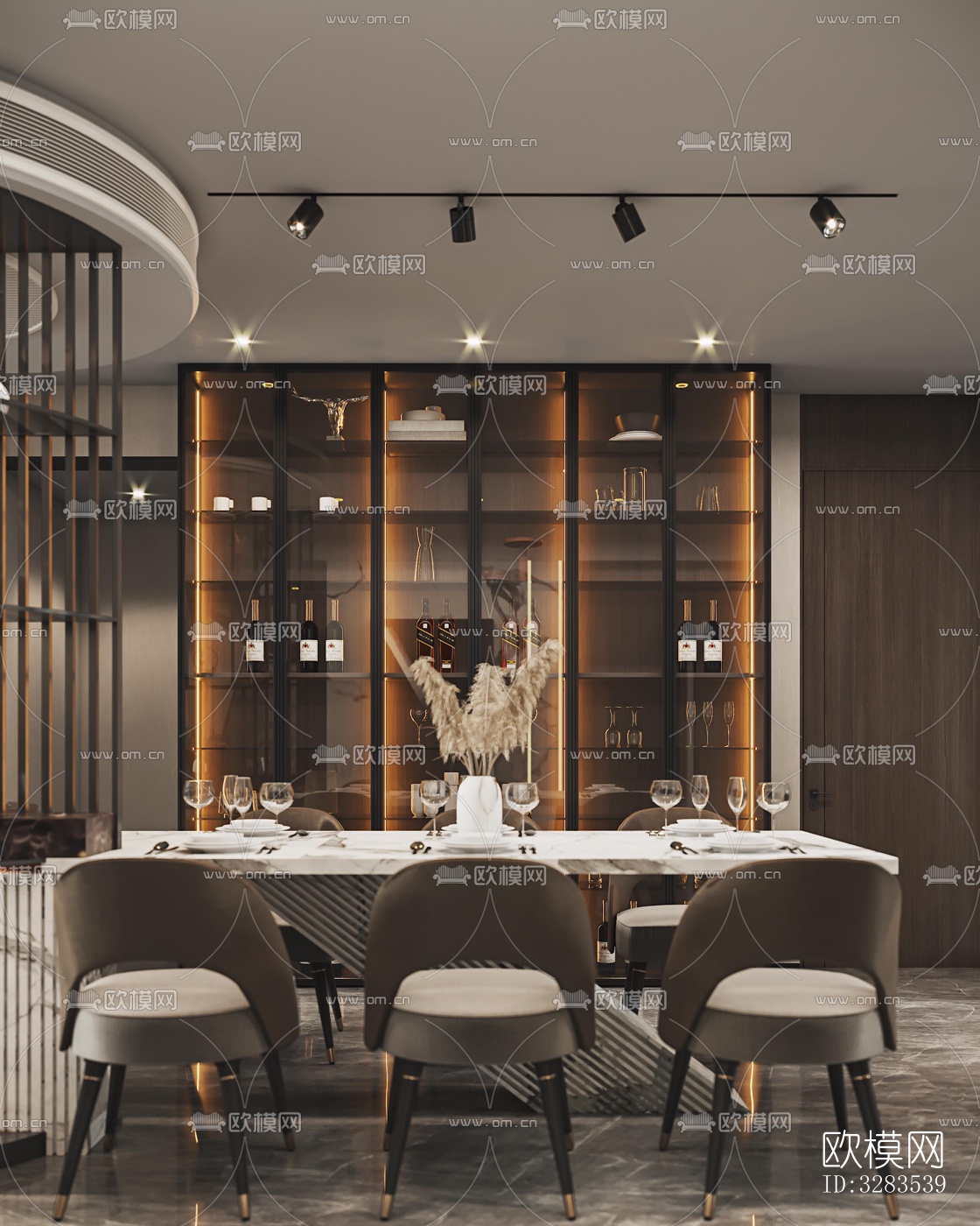 现代大平层效果图下载（渲染图3）