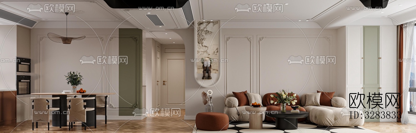 现代客餐厅效果图下载（渲染图5）