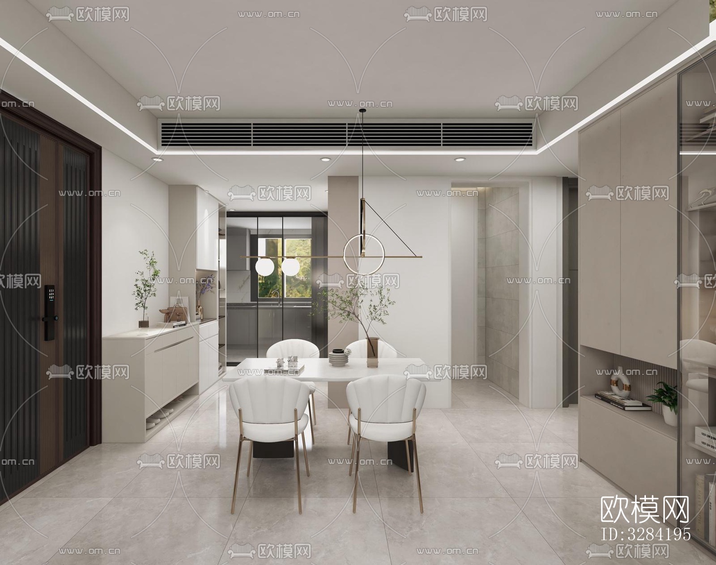现代客餐厅效果图下载（渲染图2）