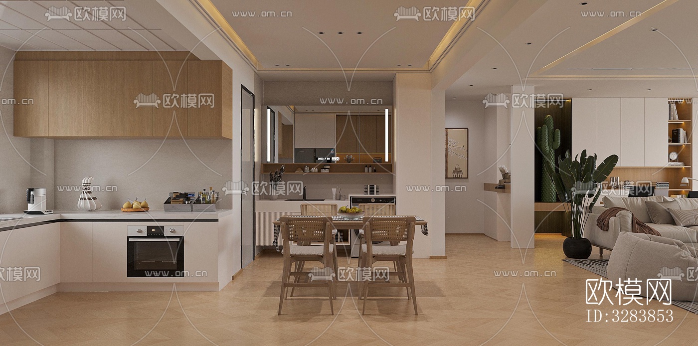 现代客餐厅效果图下载（渲染图8）