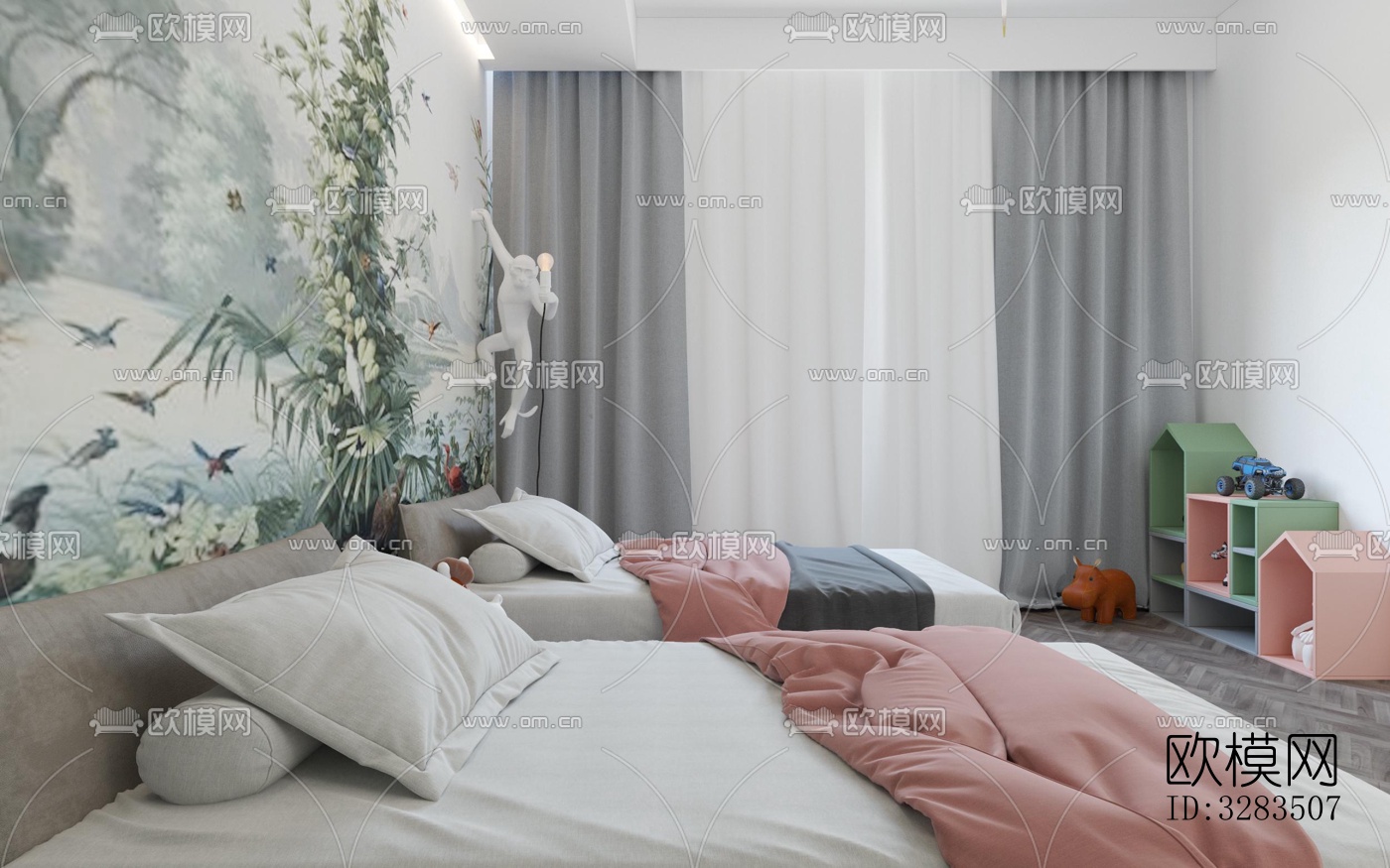 现代卧室效果图下载（渲染图3）