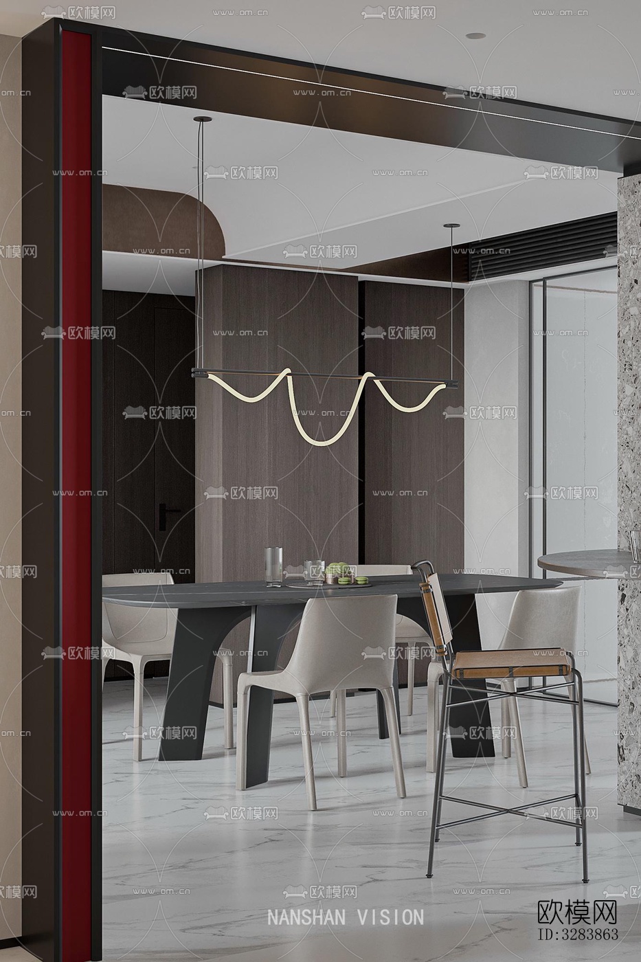 现代客餐厅效果图下载（渲染图19）