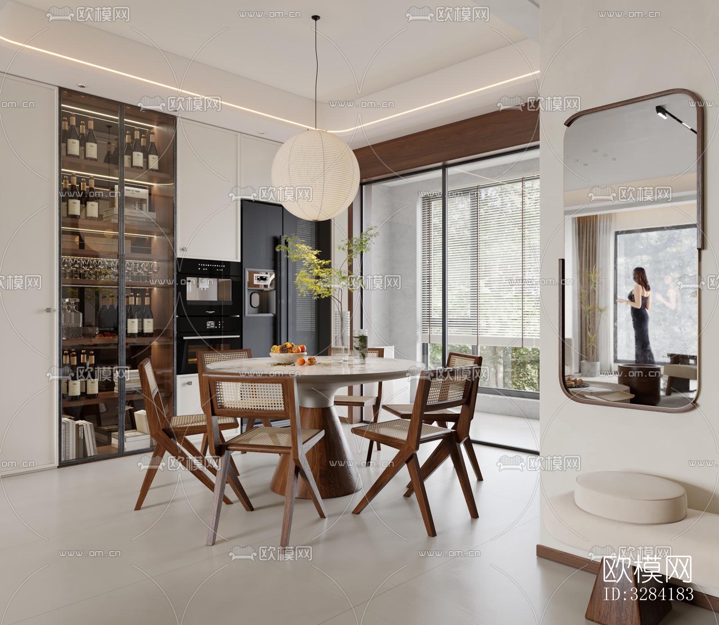 现代客餐厅效果图下载（渲染图4）
