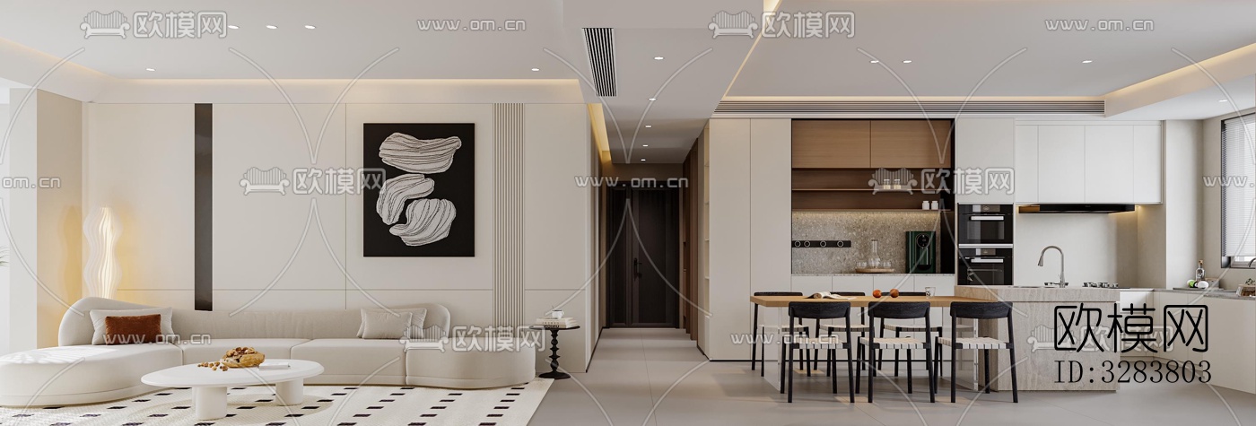 现代客餐厅效果图下载（渲染图6）