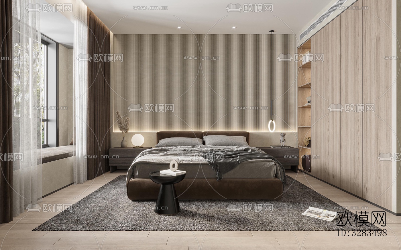 现代卧室效果图下载（渲染图7）