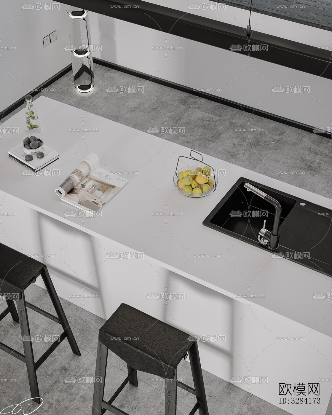 现代客餐厅效果图下载（渲染图2）