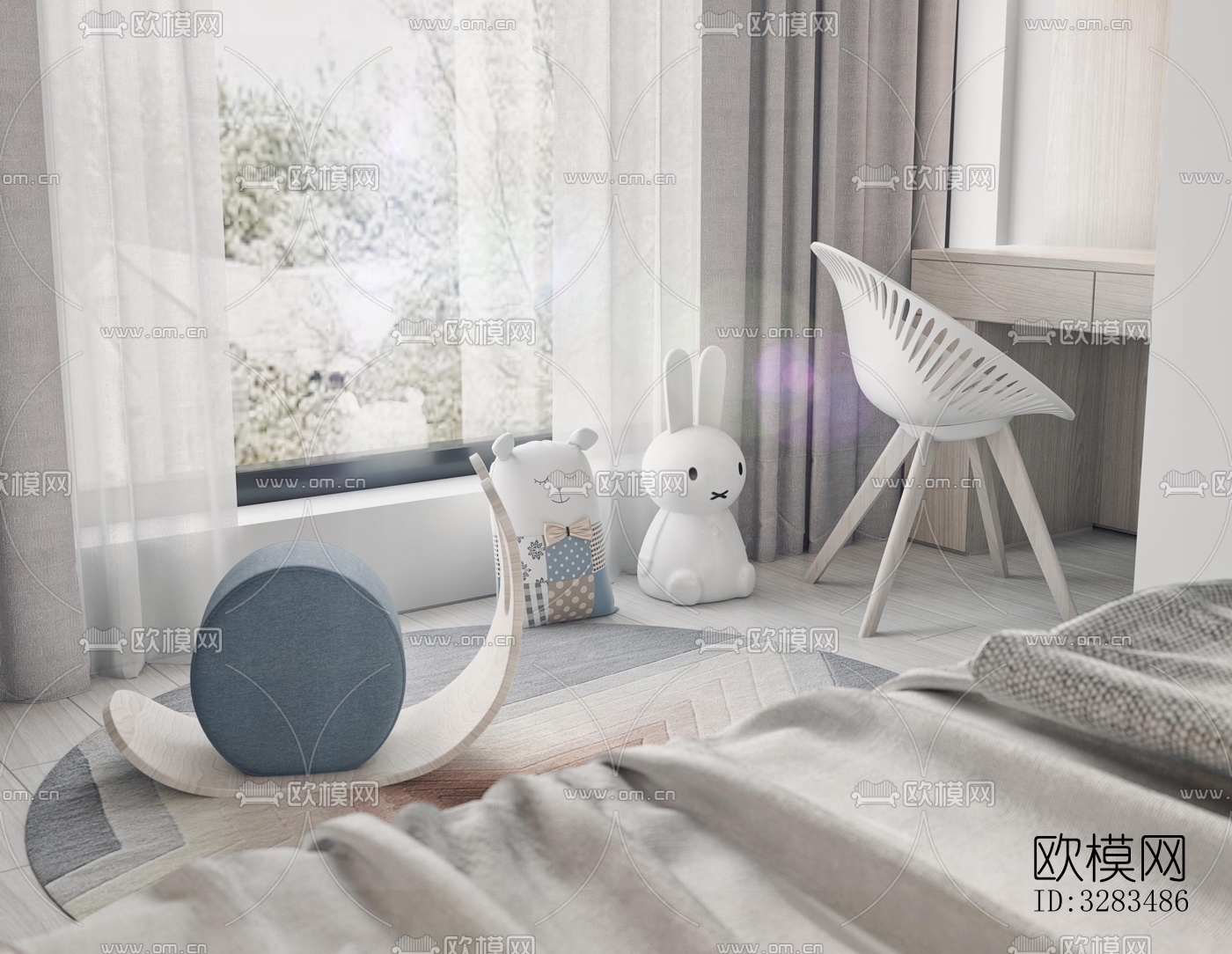 北欧卧室效果图下载（渲染图4）