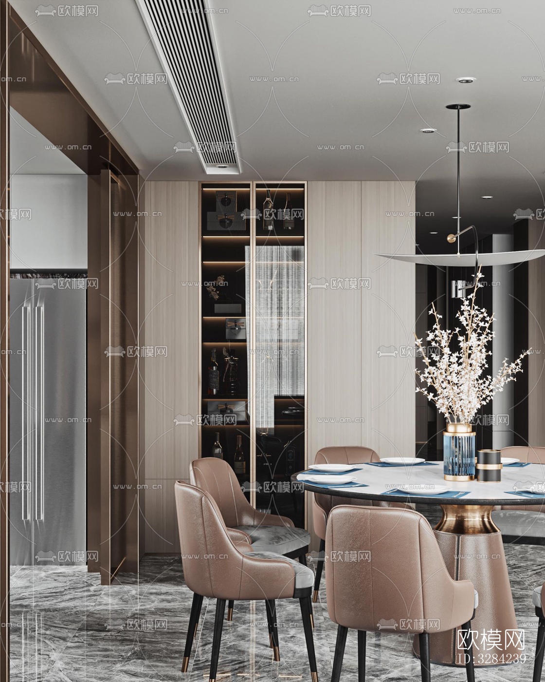 现代客餐厅效果图下载（渲染图6）