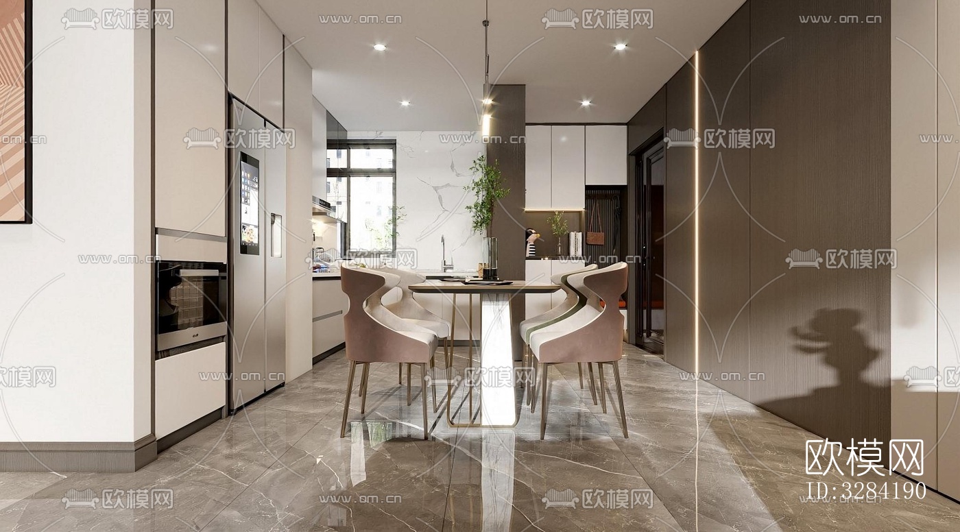 现代客餐厅效果图下载（渲染图7）