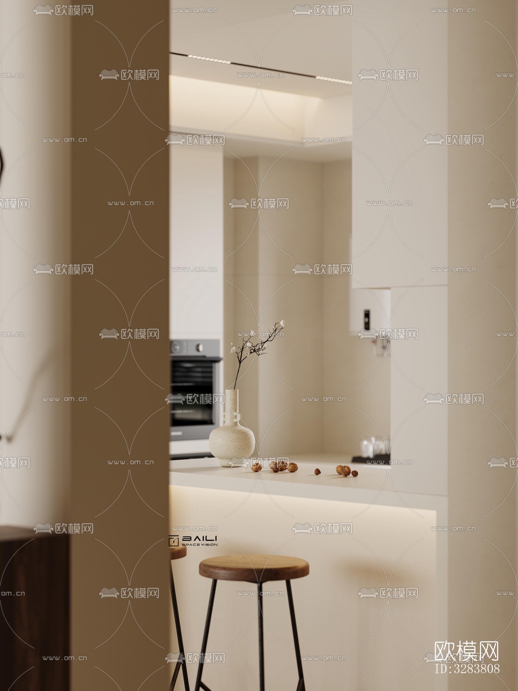 现代客餐厅效果图下载（渲染图1）