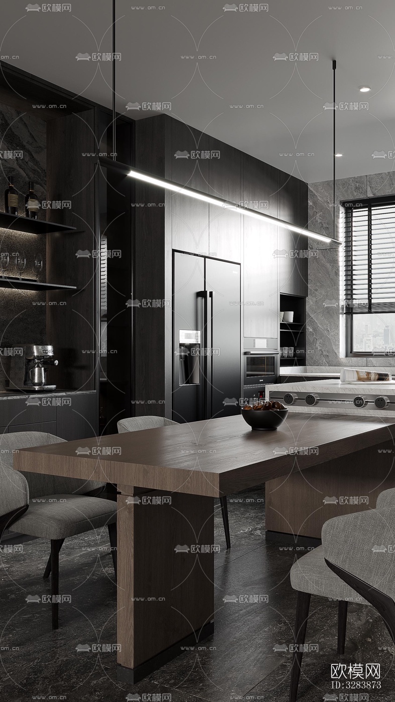 现代客餐厅效果图下载（渲染图7）