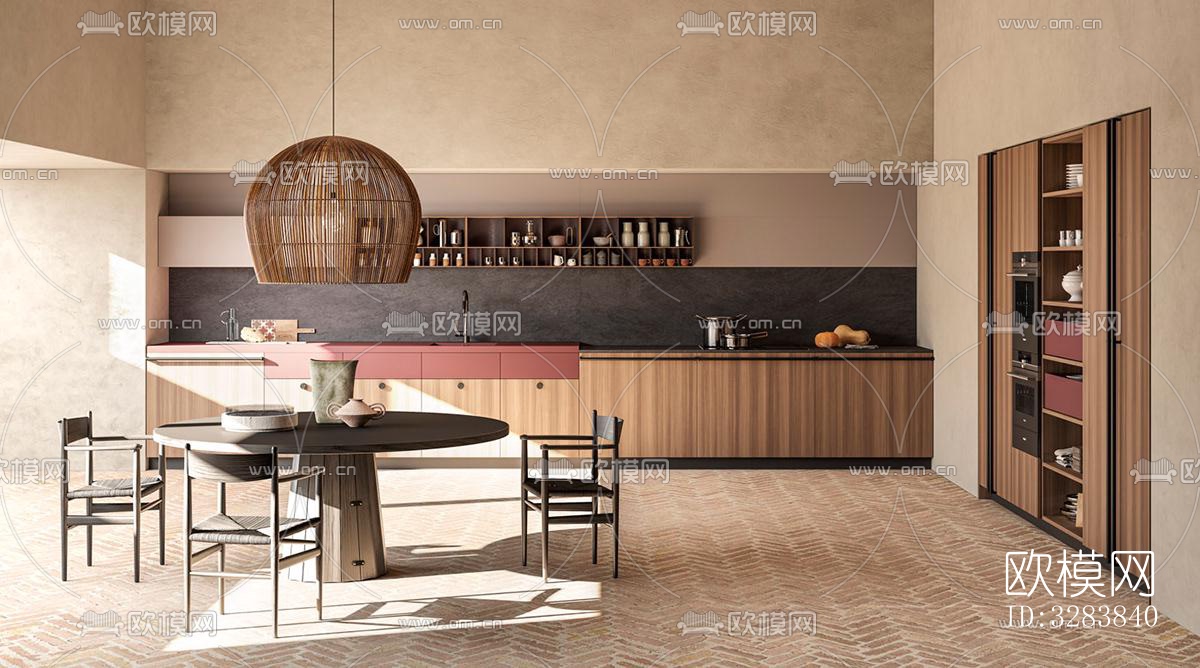 现代客餐厅效果图下载（渲染图4）