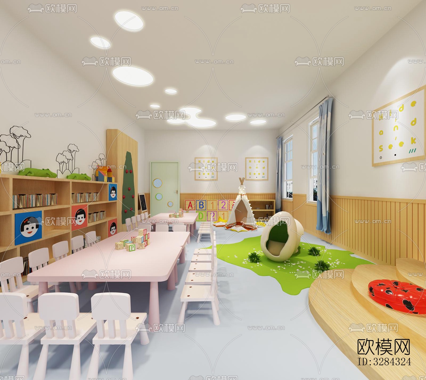 现代幼儿园效果图下载（渲染图2）