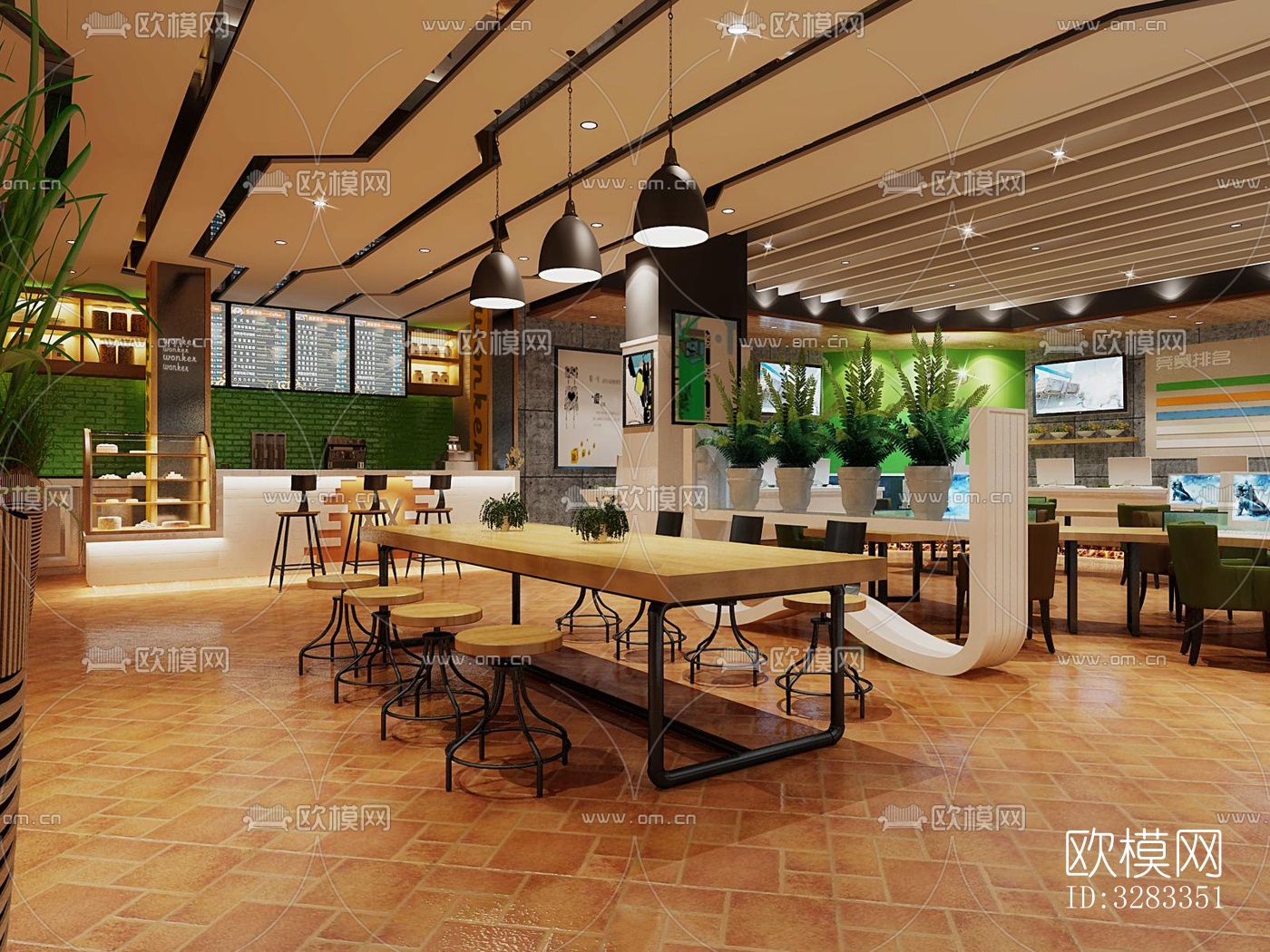 工业风网咖效果图下载（渲染图3）