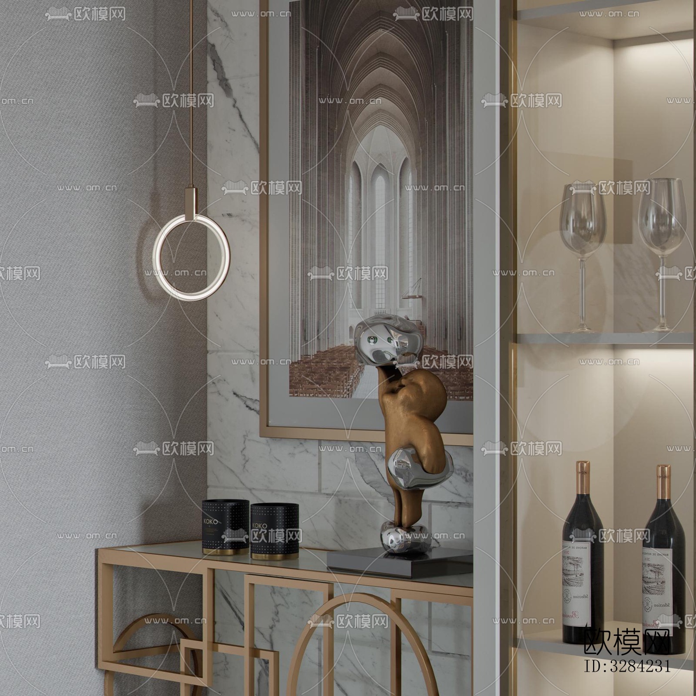 现代客餐厅效果图下载（渲染图6）