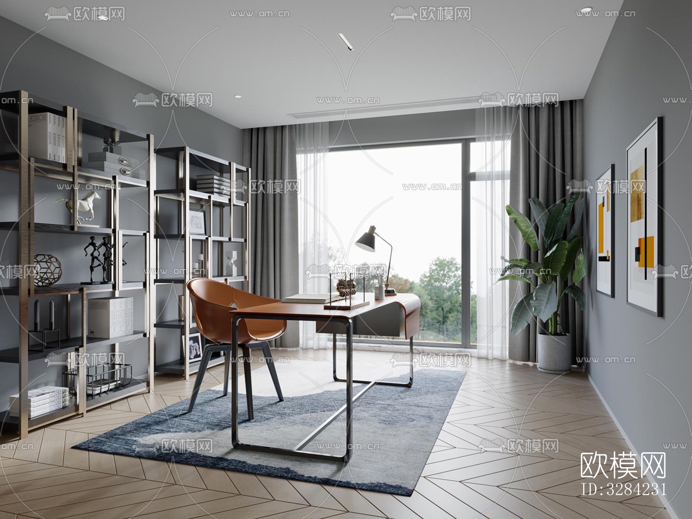 现代客餐厅效果图下载（渲染图1）