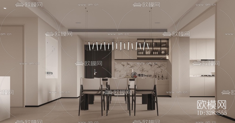 现代客餐厅效果图下载(渲染图3)