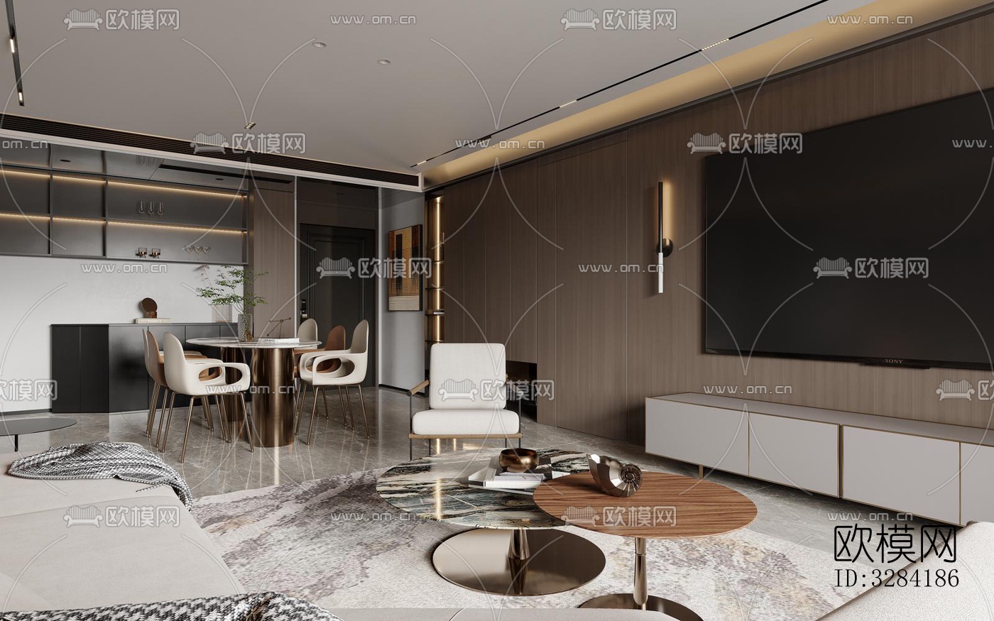 现代客餐厅效果图下载（渲染图3）