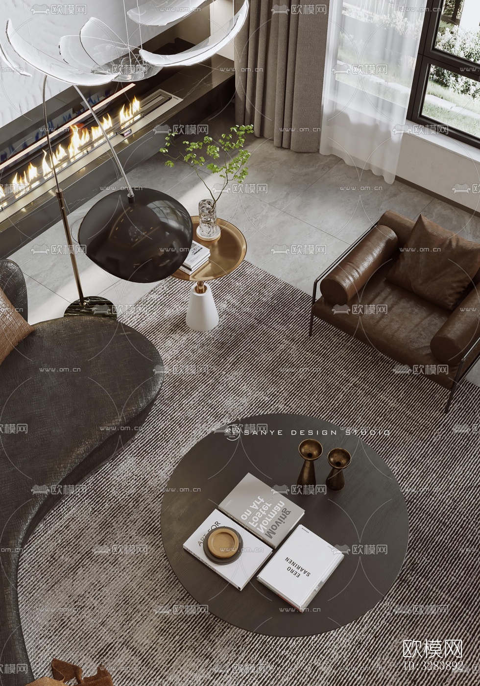 现代客餐厅效果图下载（渲染图6）