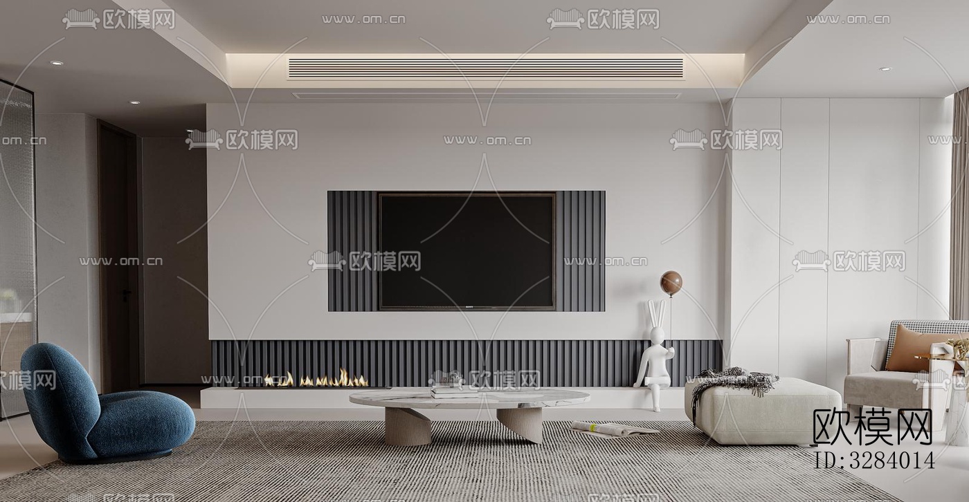 现代客餐厅效果图下载（渲染图1）