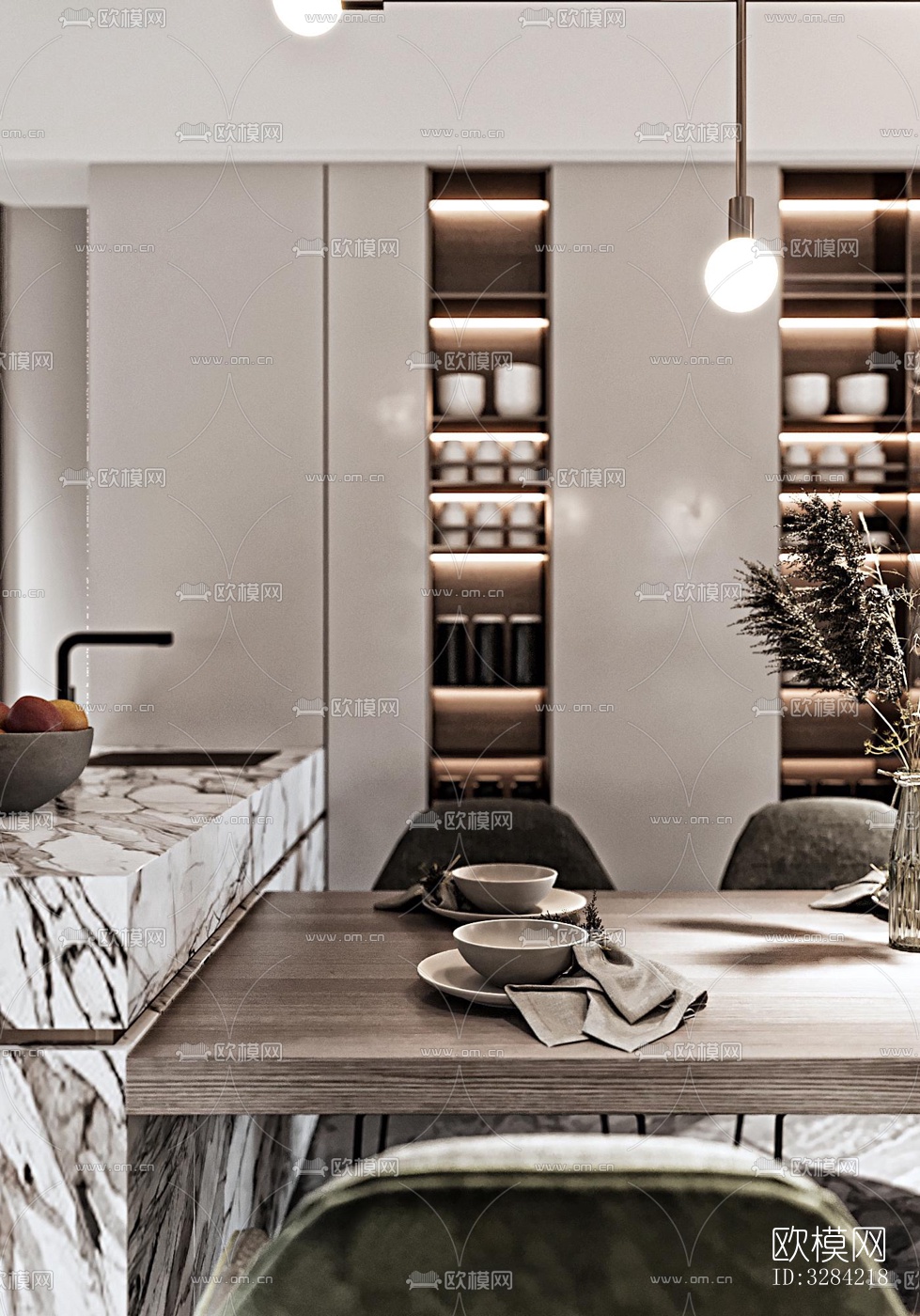 现代客餐厅效果图下载（渲染图7）