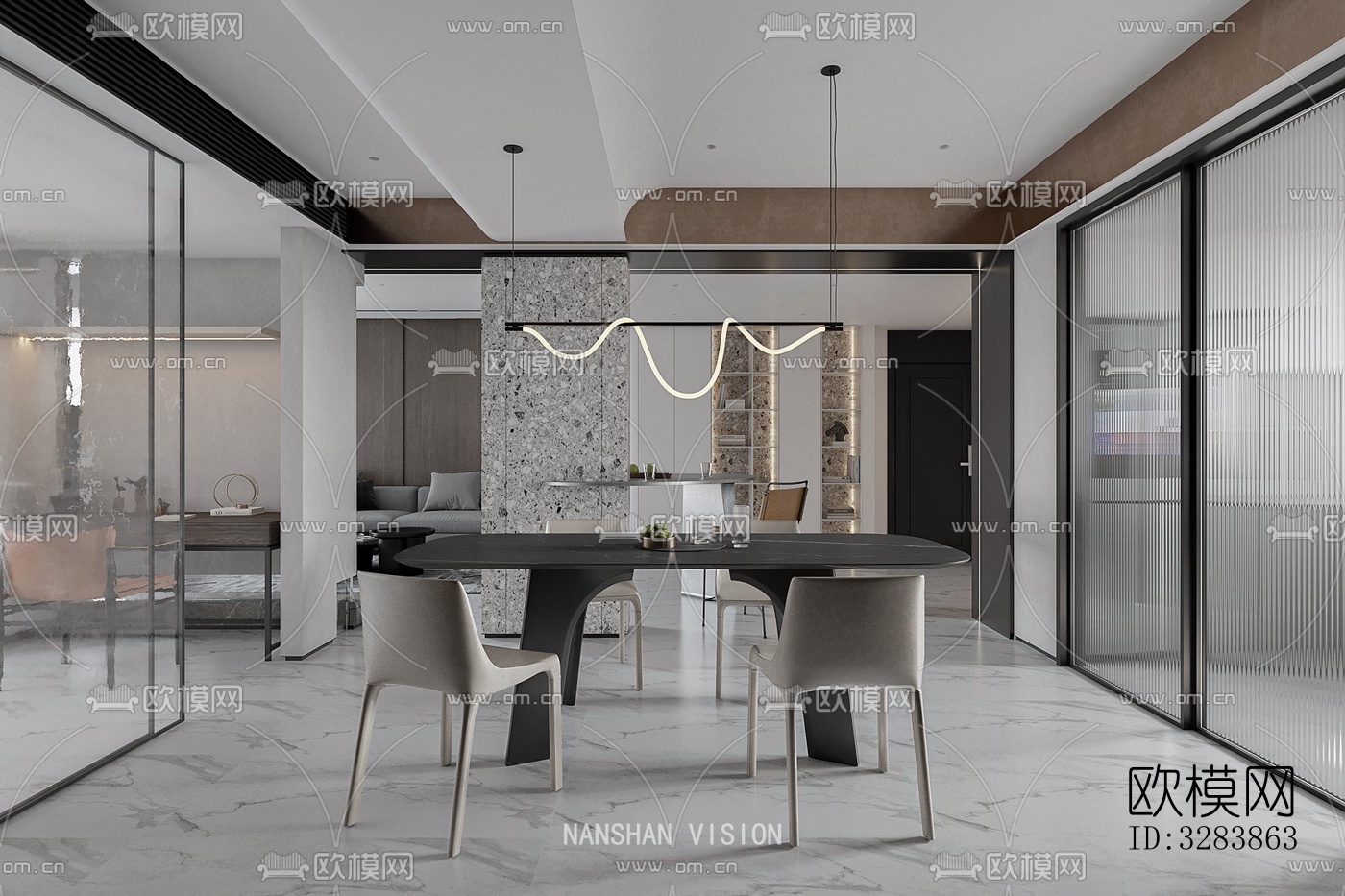 现代客餐厅效果图下载（渲染图14）