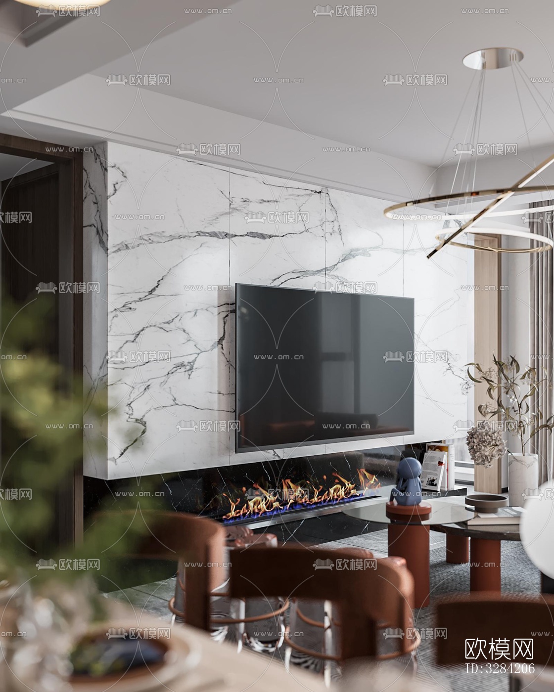 现代客餐厅效果图下载（渲染图13）