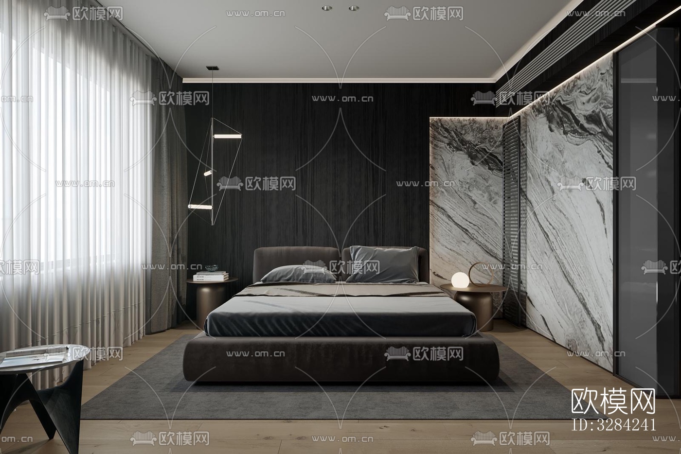 现代客餐厅效果图下载（渲染图1）