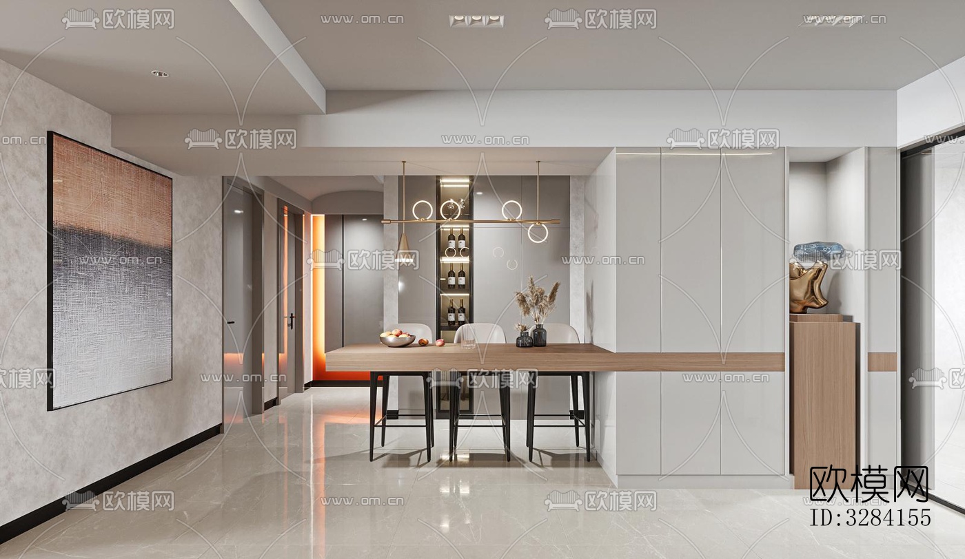 现代客餐厅效果图下载（渲染图5）