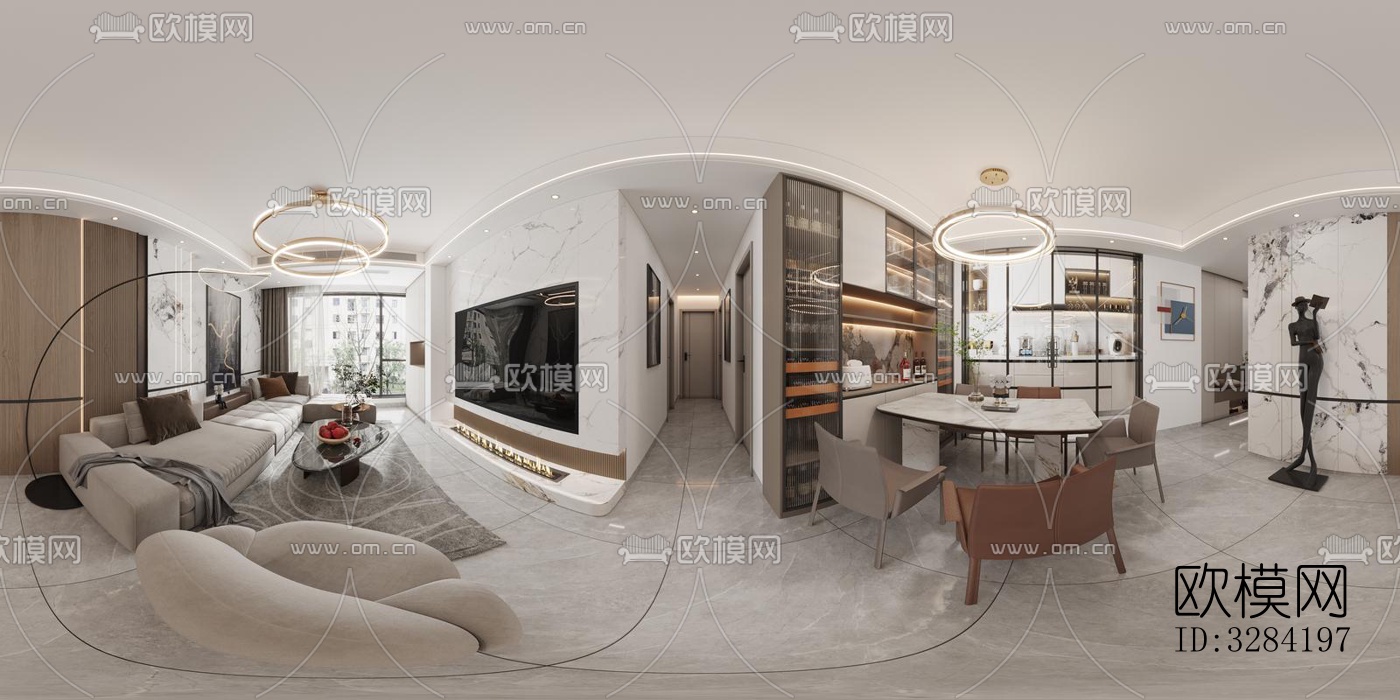 现代客餐厅效果图下载（渲染图11）