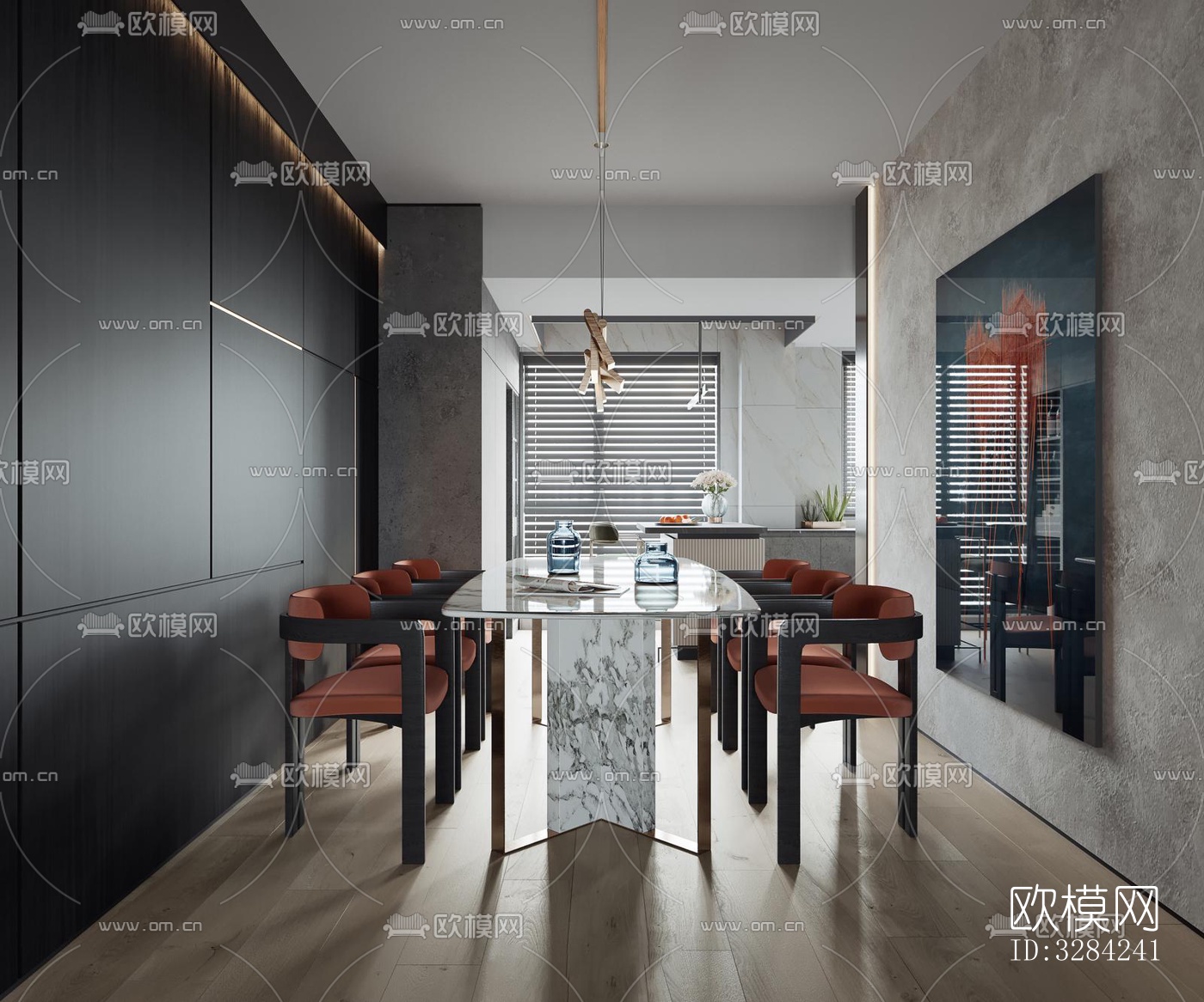 现代客餐厅效果图下载（渲染图5）