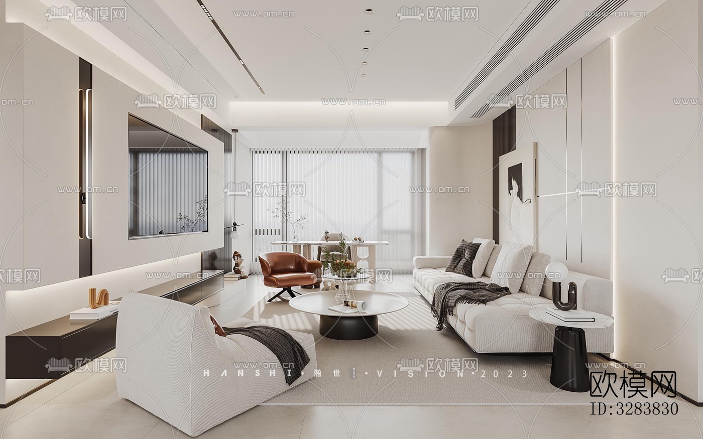 现代客餐厅效果图下载（渲染图3）