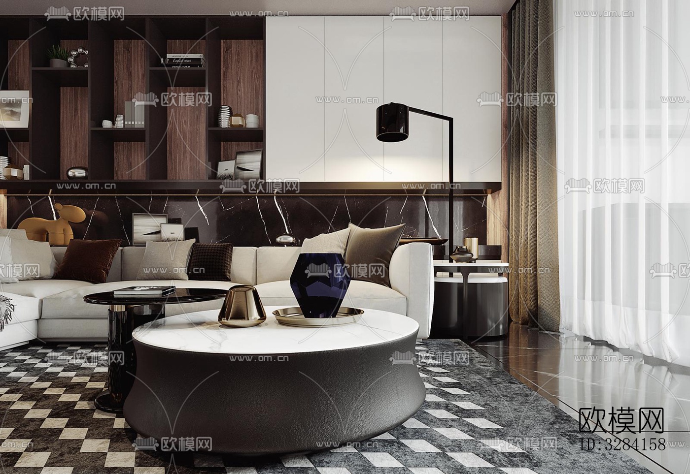 现代客餐厅效果图下载（渲染图2）