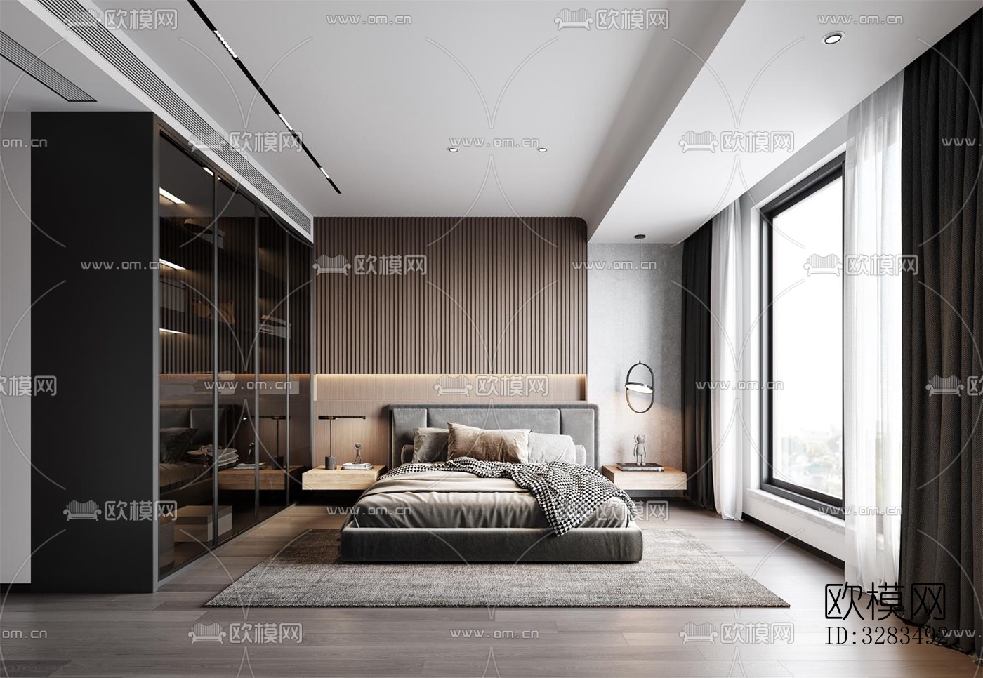 现代卧室效果图下载（渲染图6）
