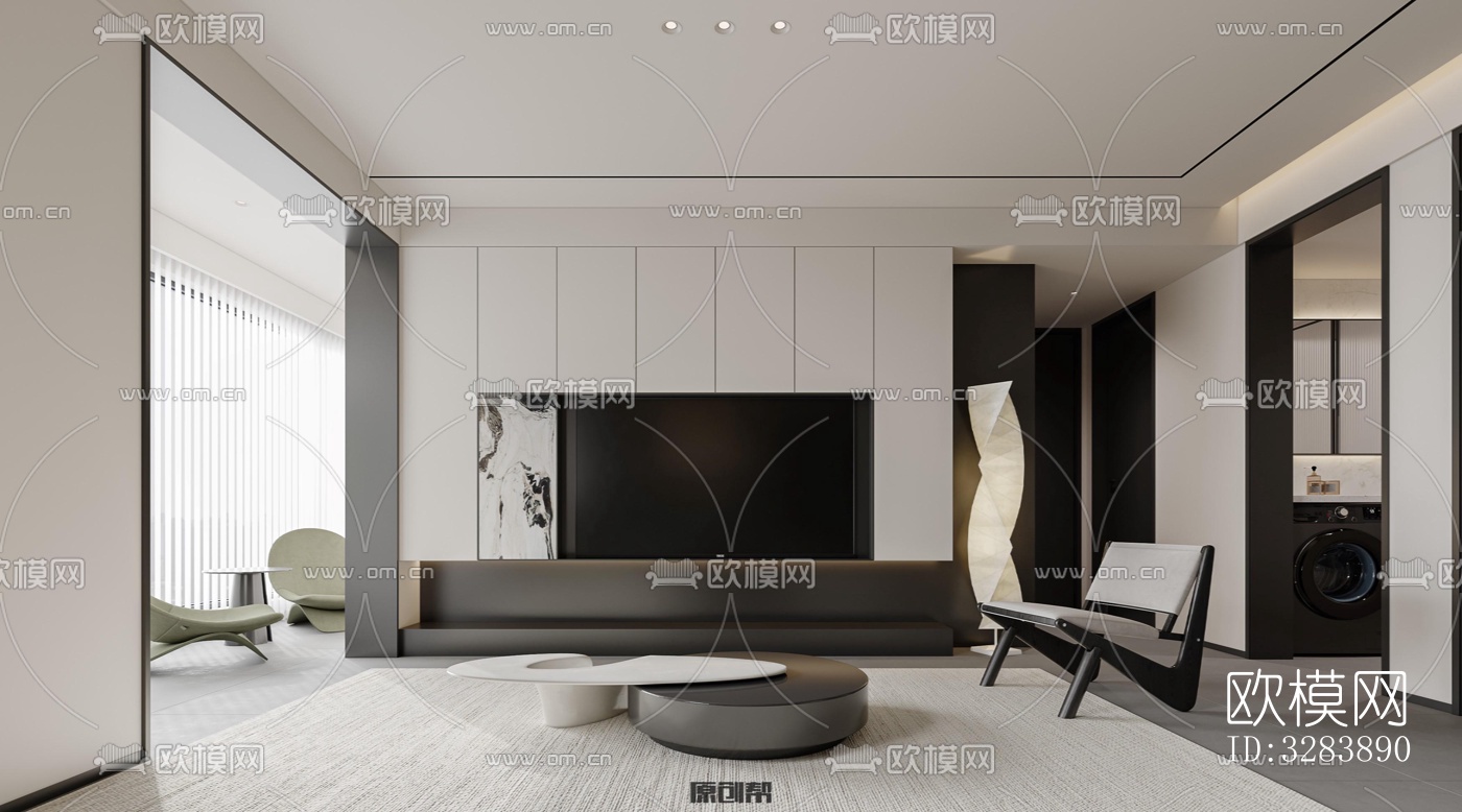 现代客餐厅效果图下载（渲染图3）