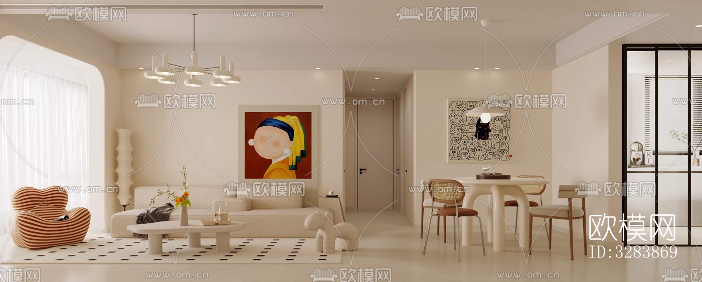 现代客餐厅效果图下载（渲染图5）