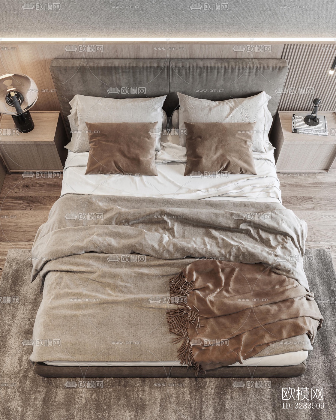 现代卧室效果图下载（渲染图3）